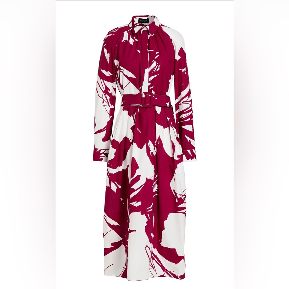 Piazza Sempione crimson printed poplin dress